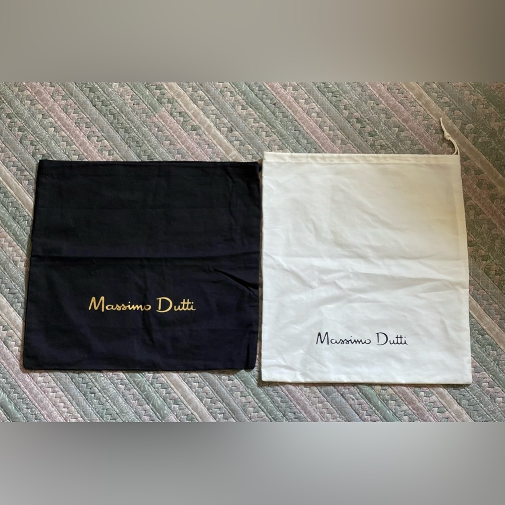 Massimo Dutti Drawstring Black 13x14” and White 12.5x14” Cotton Dust Bags